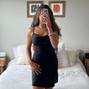 Urban Outfitters Black Cowl Neck Satin Dress